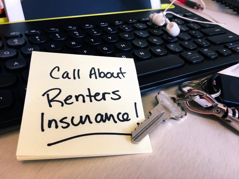 call about renters insurance written on sticky note